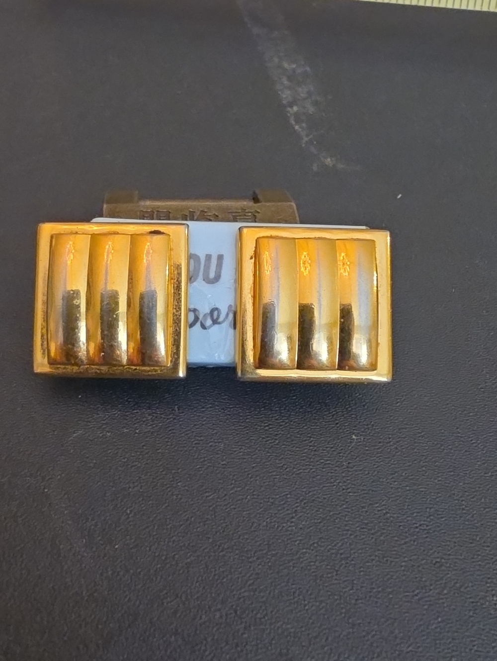 Monet Gold Ribbed Square Pierced Earrings